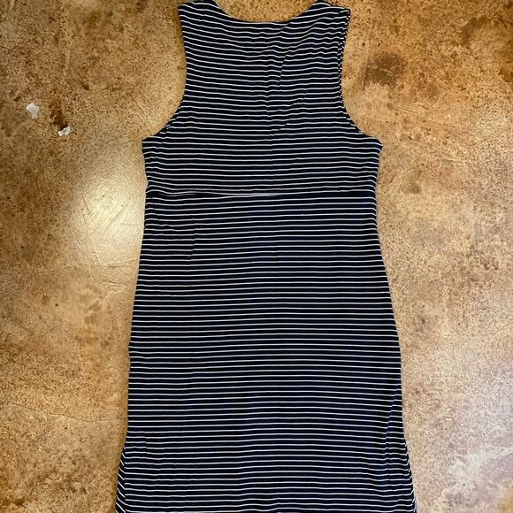 ATHLETA Black and White Stripe La Palma sleeveless Wrap Dress - Picture 10 of 12
